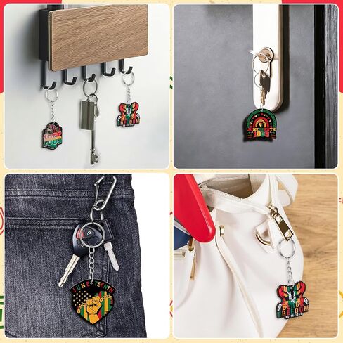 Uoeo 50 Pcs Juneteenth Keychain Gifts Bulk Wooden Juneteenth Party Favors 1865 Freedom Day Juneteenth Decorations for Women Men Key Ring Accessories African American Gifts Supplies, 10 Styles in Saudi Arabia