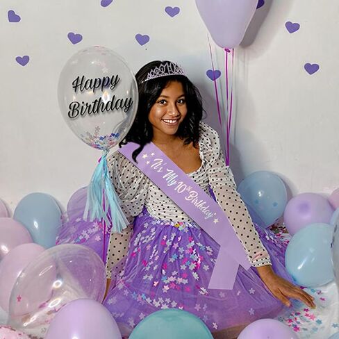 CUBACO 10 Year Old Girl Gifts Birthday Girl Crown and Sash, Princess Birthday Party Decorations Headband for Girls Outfits 10th Decorations Pin Party Favors in Saudi Arabia