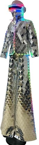 Stilt Walker Mirrorman LED Helmet Halloween Cosplay Robot Costume Outfit for Disco Party DJ Adult Stage Street Performance in Saudi Arabia