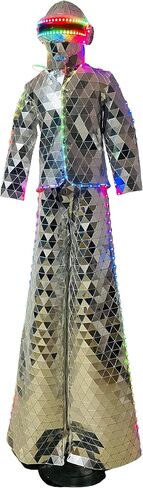 Stilt Walker Mirrorman LED Helmet Halloween Cosplay Robot Costume Outfit for Disco Party DJ Adult Stage Street Performance in Saudi Arabia