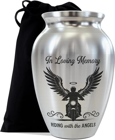 Motorcycle Mini Keepsake Urn, Stainless Steel Small Memorial Urn for Human Ashes, Decorative Funeral Urn for Biker Dad, Husband, Men, 2.56" Remembrance Vessel for Road Warriors in Saudi Arabia