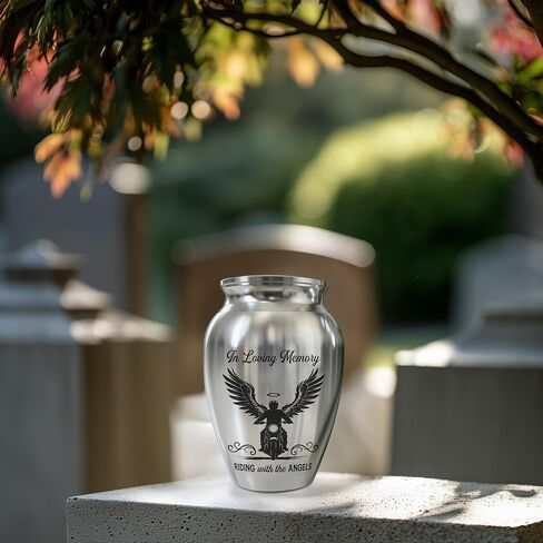 Motorcycle Mini Keepsake Urn, Stainless Steel Small Memorial Urn for Human Ashes, Decorative Funeral Urn for Biker Dad, Husband, Men, 2.56" Remembrance Vessel for Road Warriors in Saudi Arabia