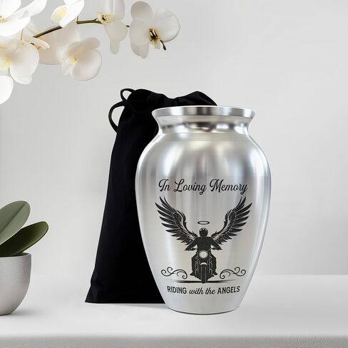 Motorcycle Mini Keepsake Urn, Stainless Steel Small Memorial Urn for Human Ashes, Decorative Funeral Urn for Biker Dad, Husband, Men, 2.56" Remembrance Vessel for Road Warriors in Saudi Arabia