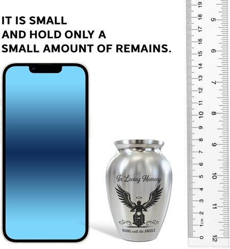 Motorcycle Mini Keepsake Urn, Stainless Steel Small Memorial Urn for Human Ashes, Decorative Funeral Urn for Biker Dad, Husband, Men, 2.56" Remembrance Vessel for Road Warriors in Saudi Arabia