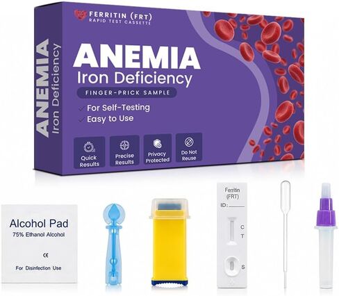 Iron Deficiency Test Kit – at-Home Iron Test Kit, Accurate & Easy to Monitor Iron Levels for Anemia, Suitable for Adults in Saudi Arabia