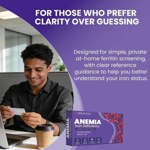 Iron Deficiency Test Kit – at-Home Iron Test Kit, Accurate & Easy to Monitor Iron Levels for Anemia, Suitable for Adults in Saudi Arabia