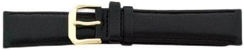 19Mm Short Black Smooth Leather Gold-Tone Buckle Watch Band in Kuwait