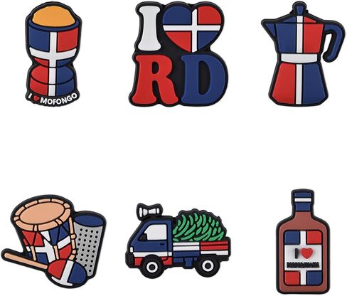 Dominicana Shoe Charms Flag Shoes Decoration Charms for Girls Boys Women Men Accessories Party Favor in Saudi Arabia