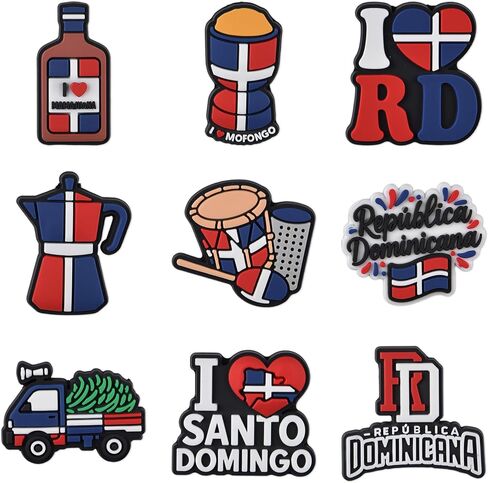 Dominicana Shoe Charms Flag Shoes Decoration Charms for Girls Boys Women Men Accessories Party Favor in Saudi Arabia
