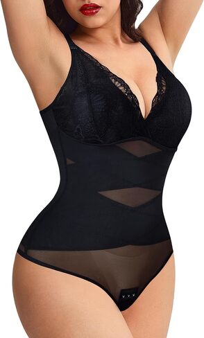 REYEOGO Thong Shapewear Black Bodysuit Women Lace Bodysuit Body Suit Faja Body Shaper Full Tummy Control Shape Wear in Saudi Arabia