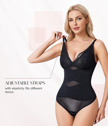 REYEOGO Thong Shapewear Black Bodysuit Women Lace Bodysuit Body Suit Faja Body Shaper Full Tummy Control Shape Wear in Saudi Arabia
