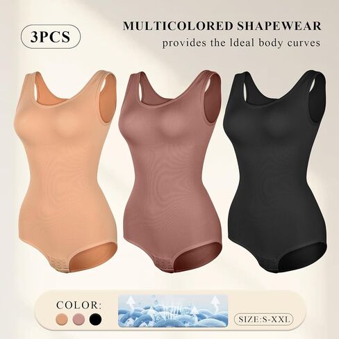Women's Shapewear Bodysuit Tummy Control Hook Closure 3 Pack in Saudi Arabia