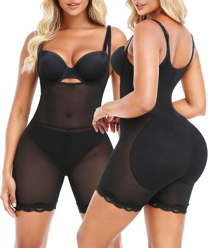 Open Bust Butt Pads Shapewear Tummy Control Bodysuits for Women Seamless Butt Lifter Body Shaper in Saudi Arabia