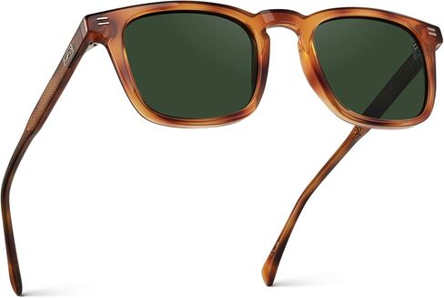 WearMe Pro – Men’s Polarized Rectangular Sunglasses: Bold Browline, Keyhole Bridge, Metal Rivets, Modern Retro Style in Kuwait