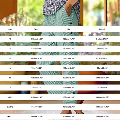SHAOBGE Striped Linen Pants for Women Side Button Elastic Waist Straight Leg Cropped Pants Lightweight Trousers with Pockets in Saudi Arabia