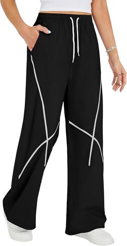 Blooming Jelly Womens Barrel Track Pants Wide Leg Elastic High Waist Drawstring Baggy Travel Pants Lounge Casual Y2K Outfit in Kuwait