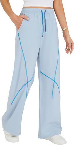 Blooming Jelly Womens Barrel Track Pants Wide Leg Elastic High Waist Drawstring Baggy Travel Pants Lounge Casual Y2K Outfit in Kuwait