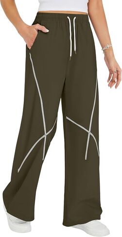 Blooming Jelly Womens Barrel Track Pants Wide Leg Elastic High Waist Drawstring Baggy Travel Pants Lounge Casual Y2K Outfit in Kuwait