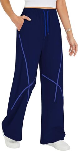 Blooming Jelly Womens Barrel Track Pants Wide Leg Elastic High Waist Drawstring Baggy Travel Pants Lounge Casual Y2K Outfit in Kuwait