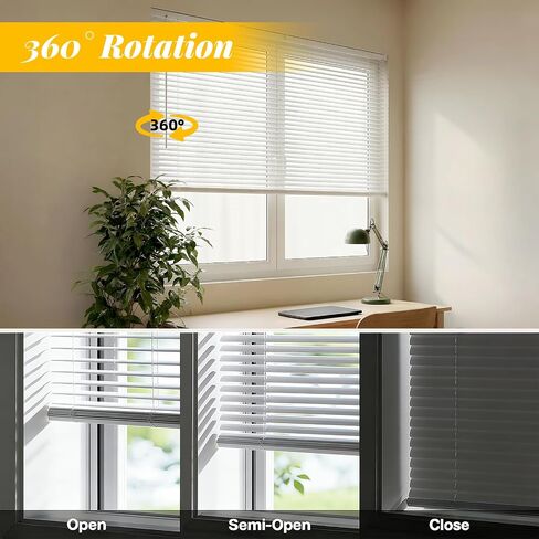 Cordless 1'' Mini Blinds for Windows, 22.5" W x 36" H, Light Filtering Horizontal Window Blinds, Easy to Install Venetian Shades White in Saudi Arabia