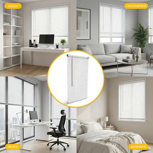 Cordless 1'' Mini Blinds for Windows, 22.5" W x 36" H, Light Filtering Horizontal Window Blinds, Easy to Install Venetian Shades White in Saudi Arabia
