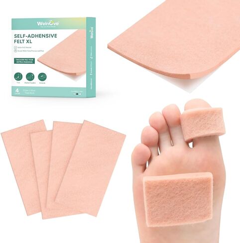 لباد Welnove Chiropody، وسادات لباد ذاتية اللصق لألم القدم - تخفيف فوري للفرك المؤلم، مثالية للوقاية من البثور والأورام ومسامير القدم وعدم الراحة - 4 عبوات in Kuwait