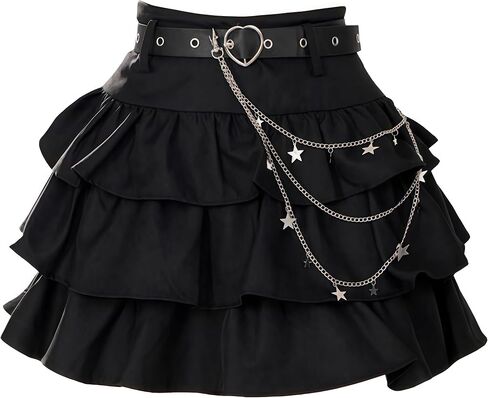 Women Gothic Lolita Mini Skirt Harajuku Y2K Short Skirt Layered Ruffled High Waist A-Line Skirts for Teens in Saudi Arabia