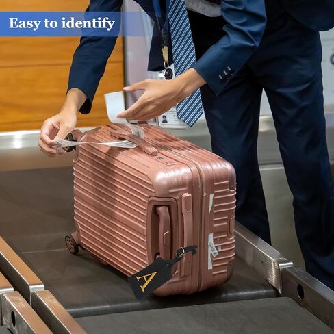 Leather Letter Luggage Tags, Cute Personalized Initial Luggage Tags with Privacy Name Card, Black(P) & 2Pcs, for (Women Girls/Travel Essentials/Suitcase/Backpack ID Identifier) in Kuwait