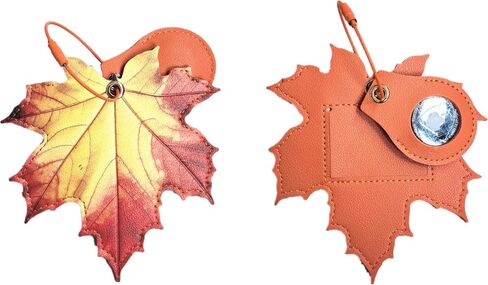 1 PCS Cute Leather Luggage Tag Holder Case Compatible with AirTag,Hidden Compartment for Travel Suitcase Tracking Case with Stainless Steel Loop,Name ID Label(Maple Leaf A) in Saudi Arabia