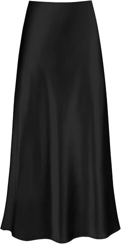 Women's Satin Maxi Skirt High Waisted Silk Long White Polka Dot Skirts Casual Elegant Outfits for Women in Saudi Arabia