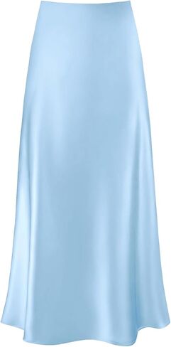 Women's Satin Maxi Skirt High Waisted Silk Long White Polka Dot Skirts Casual Elegant Outfits for Women in Saudi Arabia