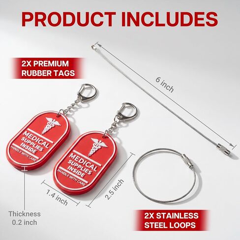 Medical Alert Tag 2 Pack, Double Sided Medical Equipment Luggage Tag, TSA Approved Medical Tag for CPAP/BIPAP Multi Functional Medical Device in Saudi Arabia