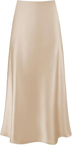 Women's Satin Maxi Skirt High Waisted Silk Long White Polka Dot Skirts Casual Elegant Outfits for Women in Saudi Arabia