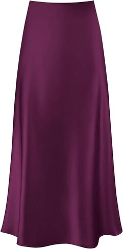 Women's Satin Maxi Skirt High Waisted Silk Long White Polka Dot Skirts Casual Elegant Outfits for Women in Saudi Arabia