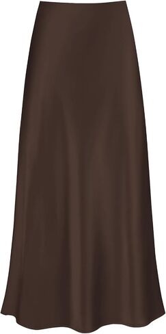 Women's Satin Maxi Skirt High Waisted Silk Long White Polka Dot Skirts Casual Elegant Outfits for Women in Saudi Arabia