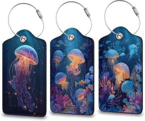 Peacock Luggage Tag for Suitcase, Privacy Cover ID Label with Stainless Steel Loop and Address Card for Travel Bag Suitcase Backpack, 3 Pack in Saudi Arabia