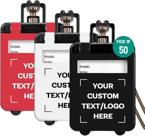 Custom Luggage Tags Bulk, Personalized Suitcase Labels with Your Logo or Text, Durable Plastic ID Tags, Ideal for Company Travel & Events in Saudi Arabia