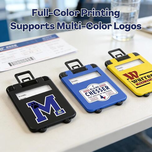 Custom Luggage Tags Bulk, Personalized Suitcase Labels with Your Logo or Text, Durable Plastic ID Tags, Ideal for Company Travel & Events in Saudi Arabia
