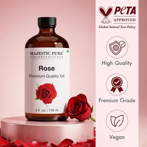 زيت عطري فاخر من Majestic Pure Rose 118 مل للناشرين وأجهزة الترطيب والتدليك والشموع التي تصنعها بنفسك والصابون والتنظيف والمنزل واليوجا والمكتب والهدايا - 118 مل in Kuwait