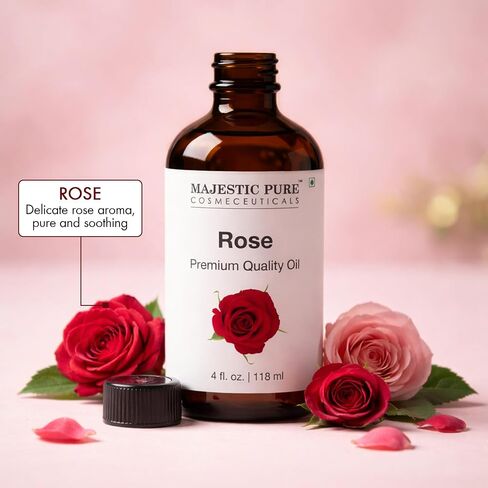 زيت عطري فاخر من Majestic Pure Rose 118 مل للناشرين وأجهزة الترطيب والتدليك والشموع التي تصنعها بنفسك والصابون والتنظيف والمنزل واليوجا والمكتب والهدايا - 118 مل in Kuwait