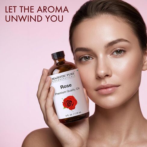 زيت عطري فاخر من Majestic Pure Rose 118 مل للناشرين وأجهزة الترطيب والتدليك والشموع التي تصنعها بنفسك والصابون والتنظيف والمنزل واليوجا والمكتب والهدايا - 118 مل in Kuwait