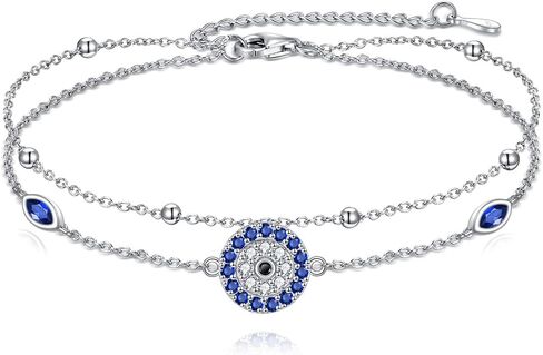 URONE Evil Eye Bracelet For Women 925 Sterling Silver Evil Eye Layered Bracelet Protection Jewelry Gift in Kuwait