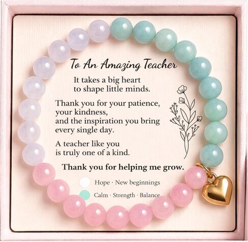 Teacher Appreciation Gifts for Women, Teacher Bracelet, Thank You Teacher Gift, End of Year Graduation Teacher Gifts, Natural Stone Amazonite Bracelet, Teacher Jewelry Gift in Kuwait