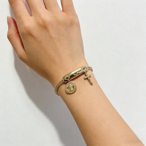 Dolphin smile Women's gold filigree bracelet, 18K gold plated exquisite circular, cross-shaped bracelet, Virgin Mary fashion bracelet, women's jewelry gift set in Saudi Arabia