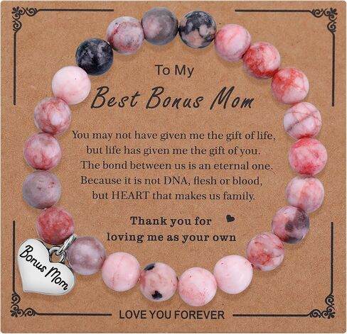 iWenSheng Step Mom Mother’s Day Gift from Daughter Son - Bonus Mom Natural Stone Bracelet, Stepmom Christmas Birthday Mother’s Day Gifts for Stepmother in Saudi Arabia