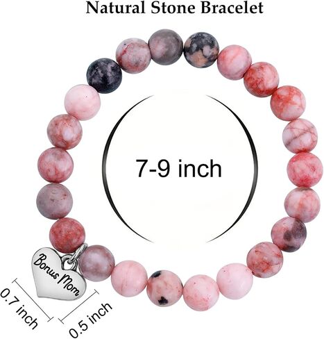 iWenSheng Step Mom Mother’s Day Gift from Daughter Son - Bonus Mom Natural Stone Bracelet, Stepmom Christmas Birthday Mother’s Day Gifts for Stepmother in Saudi Arabia