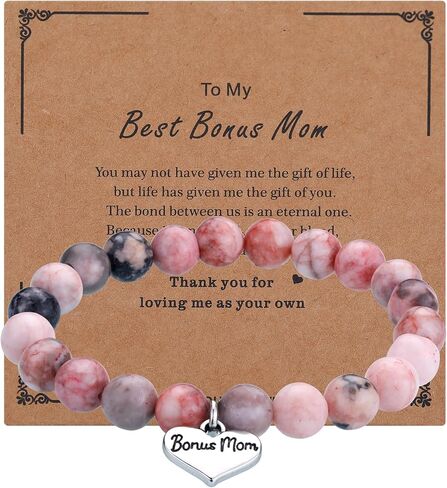 iWenSheng Step Mom Mother’s Day Gift from Daughter Son - Bonus Mom Natural Stone Bracelet, Stepmom Christmas Birthday Mother’s Day Gifts for Stepmother in Saudi Arabia