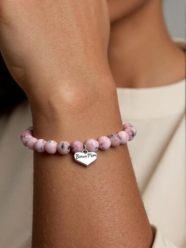iWenSheng Step Mom Mother’s Day Gift from Daughter Son - Bonus Mom Natural Stone Bracelet, Stepmom Christmas Birthday Mother’s Day Gifts for Stepmother in Saudi Arabia