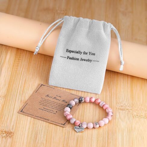 iWenSheng Step Mom Mother’s Day Gift from Daughter Son - Bonus Mom Natural Stone Bracelet, Stepmom Christmas Birthday Mother’s Day Gifts for Stepmother in Saudi Arabia
