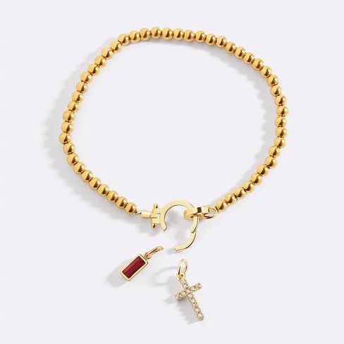 Mint & Lily Cross Charm Birthstone Bracelet for Women | 18K Gold Beaded Stretch Bracelet, Waterproof, Tarnish Resistant, Stainless Steel | Faith Jewelry Gift, Birthday | June Alexandrite, 7" in Saudi Arabia
